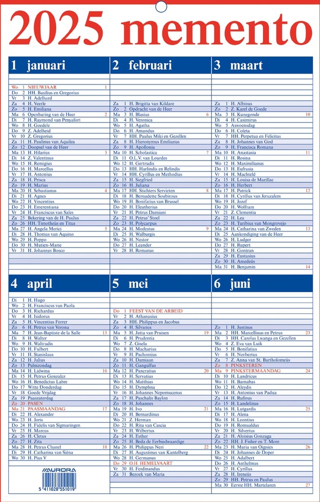 Kalender Aurora Momento 10 210x330mm NL 2025