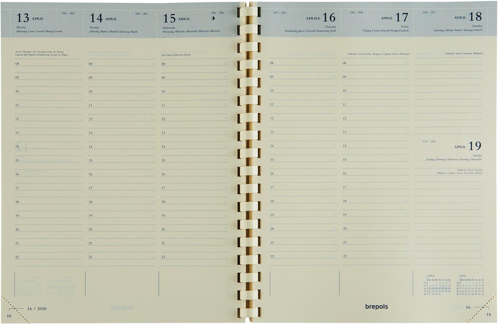 Agenda Brepols Timing Palermo 168x220mm zestalig bruin 2025 1 week/2 pagina's