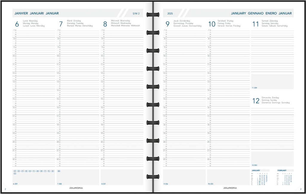 Agenda Adoc Agend-ex Plan-A-Week Polypro 210x270mm zeventalig zwart 2025 1 week/2 pagina's