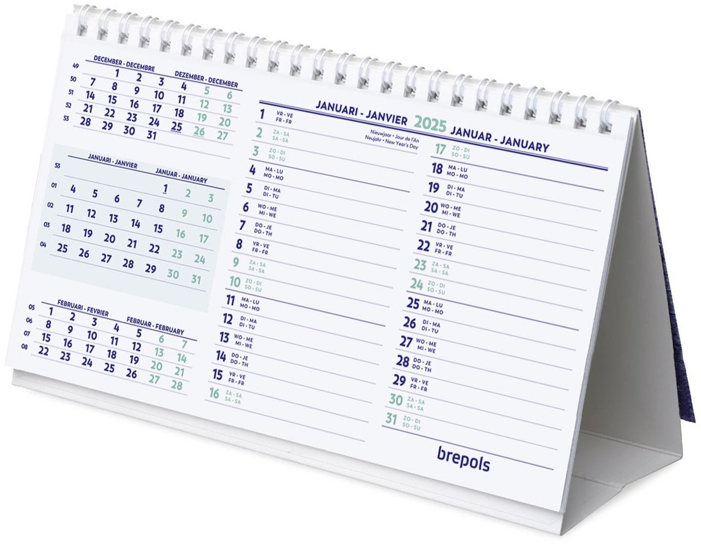 Bureaukalender Brepols 210x125mm horizontaal 2025