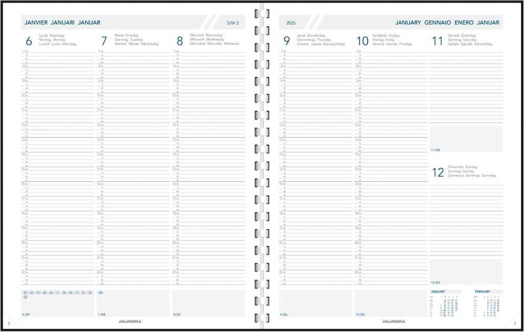 Agenda Aurora Plan-A-Week 27P Alaska 210x270mm zeventalig assorti 2025 1 week/2 pagina's