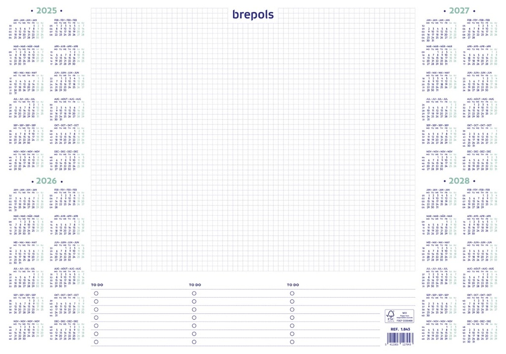 Bureauonderlegger Brepols 500x350mm 2025