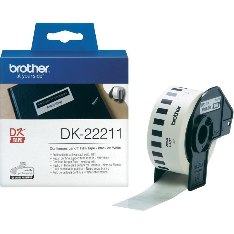 Label Brother DK-22211 29mmx15,24m film zwart op wit