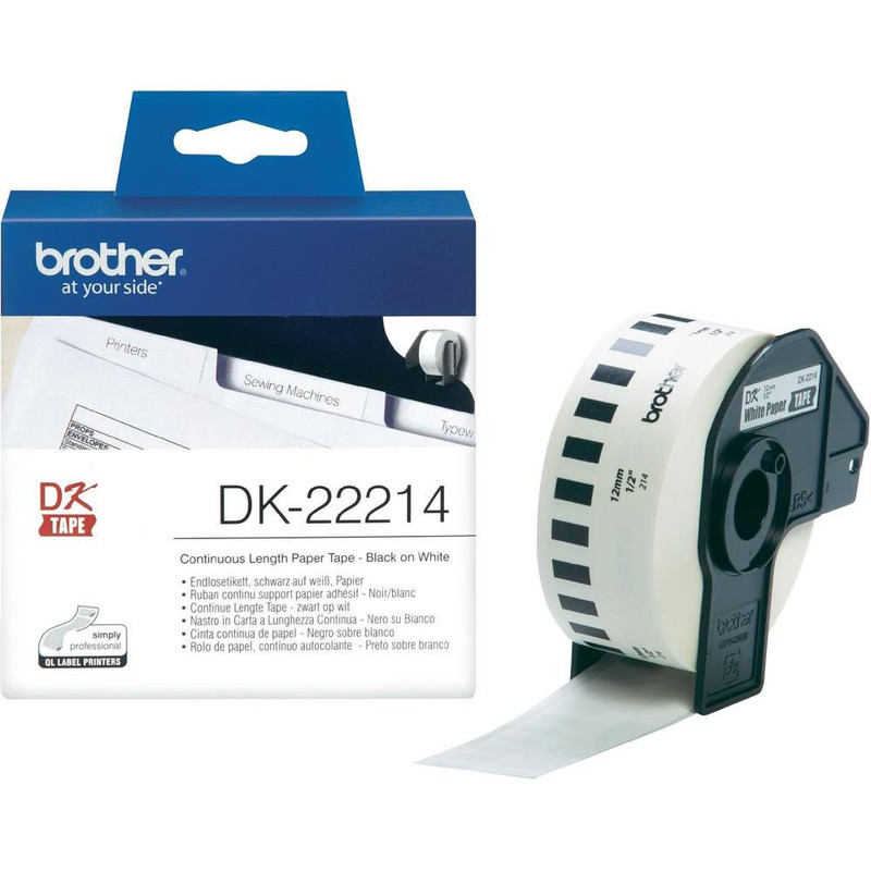 Label Brother DK-22214 12mmx30,48m papier zwart op wit