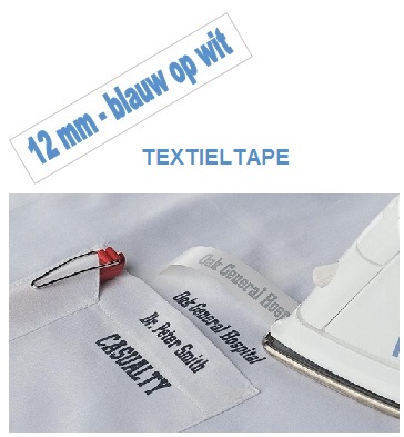 Tape Brother P-Touch TZE-FA3 12mm blauw op witte textieltape