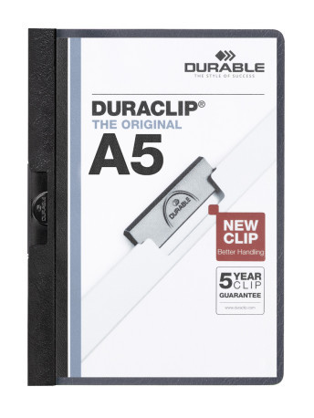 Klemmap Durable Duraclip PP A5 30vel zwart