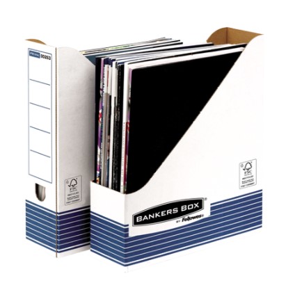 Tijdschriftencassette Fellowes Bankers Box System 316x81x263mm blauw/wit