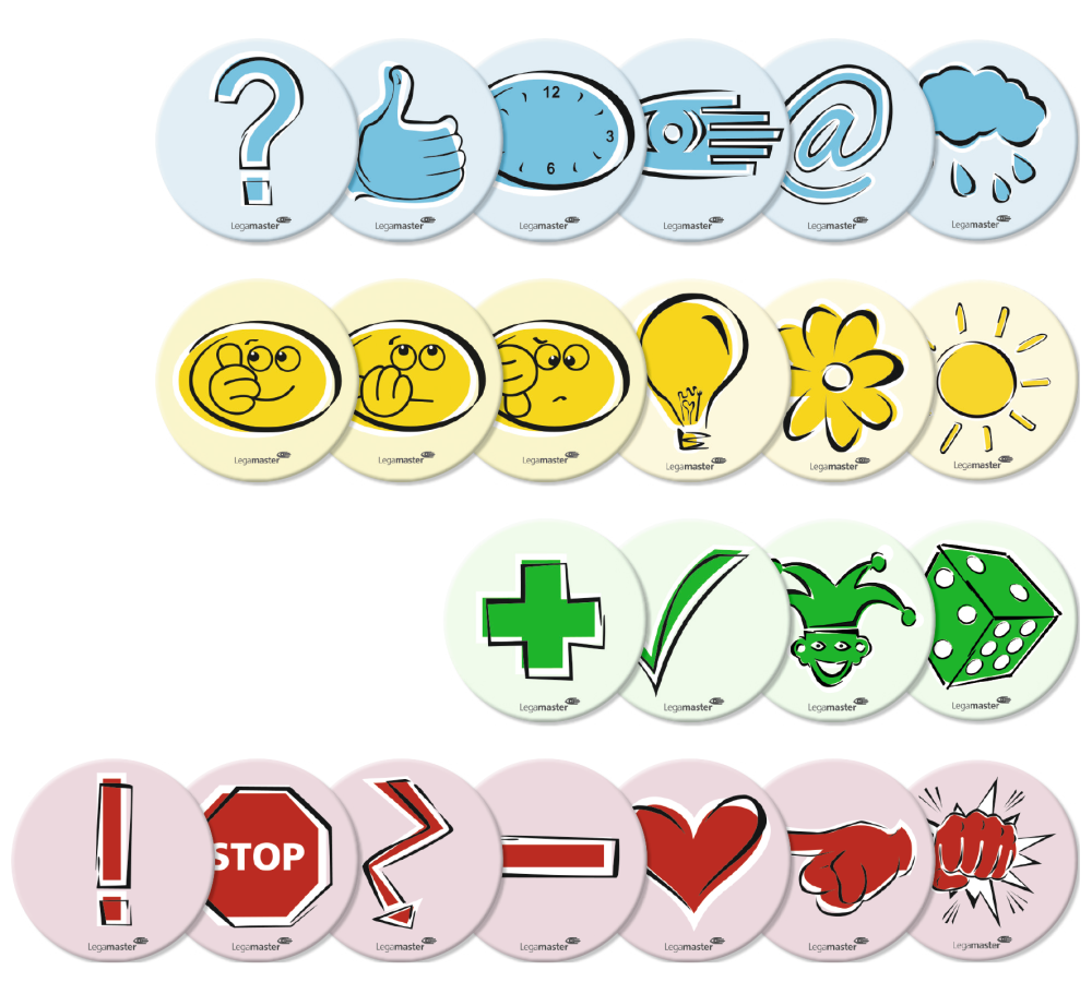 Workshopkaart Legamaster Emoticon Symbols Ø95mm assorti (250)