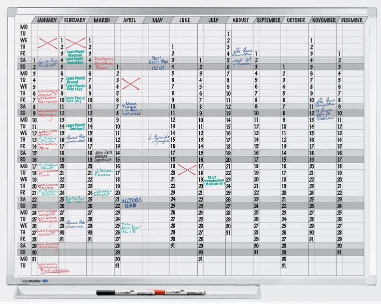 Jaarplanner Legamaster Professional 365 dagen 90x120cm