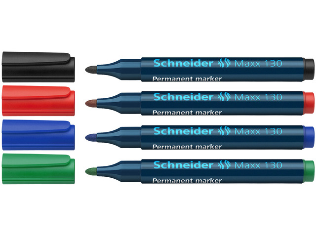 Permanent marker Schneider Maxx 130 rond 1-3mm etui assorti (4)