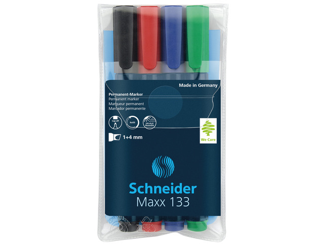 Permanent marker Schneider Maxx 133 schuin 1-4mm etui assorti (4)