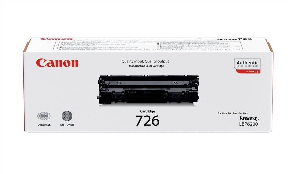 Toner Canon Mono Laser 726 i-SENSYS LBP6200d 2.100 pag. BK