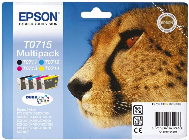 Cartridge Epson Inkjet T0715 Stylus D120 245 pag./495 pag. VALUE PACK BK/C/M/Y