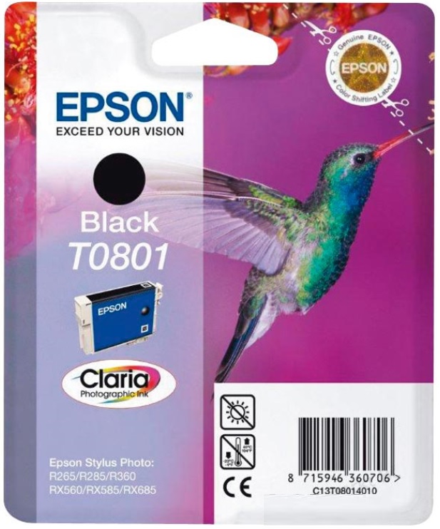 Cartridge Epson Inkjet T0801 Stylus Photo P50 330 pag. BK