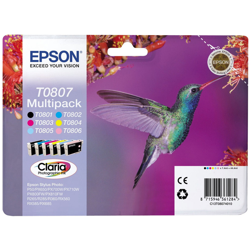 Cartridge Epson Inkjet T0807 Stylus Photo P50 VALUE PACK BK/C/M/Y/LC/LM