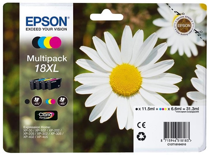 Cartridge Epson Inkjet 18XL Expression Home XP-102 11,5ml/6,6ml VALUE PACK BK/C/M/Y