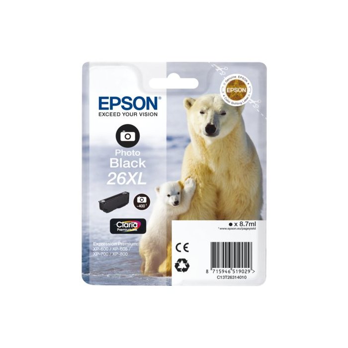 Cartridge Epson Inkjet 26XL Expression Premium XP-510 400 pag. PHOTO BK