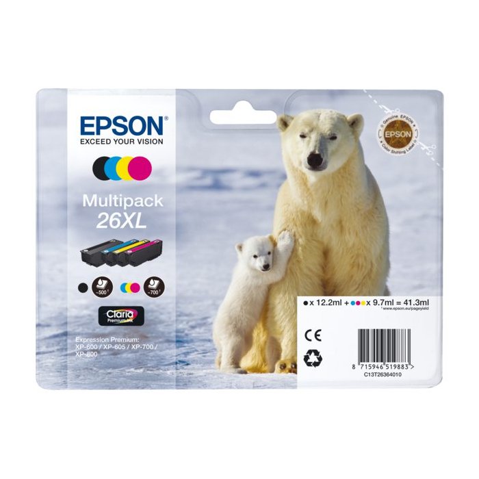 Cartridge Epson Inkjet 26XL Expression Premium XP-510 500 pag./700 pag. VALUE PACK BK/C/M/Y