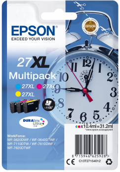 Cartridge Epson Inkjet 27XL WorkForce WF-3620DWF 3x1.100 pag. RAINBOWPACK C/M/Y