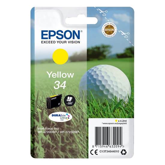 Cartridge Epson Inkjet 34 WorkForce Pro WF-3720 300 pag. YEL