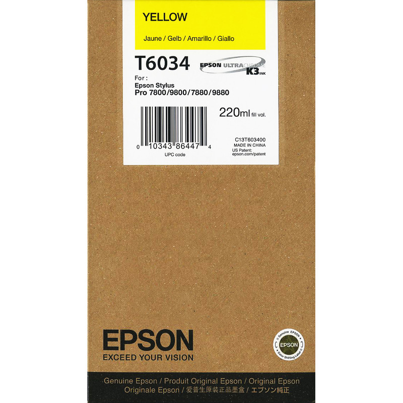 Cartridge Epson Inkjet T6034 Stylus Pro 7800 220ml YEL