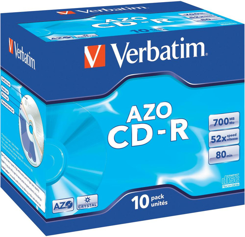 CD-R Verbatim 700MB 80min 52X jewel case (10)