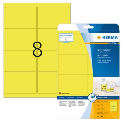 Etiket Herma 08 etik/bl ft.99.1x67.7 neon geel (20) 