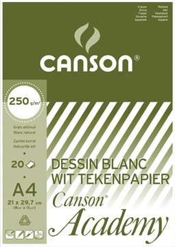 Tekenblok Canson academy 21x29,7cm 250gr wit 20 vel