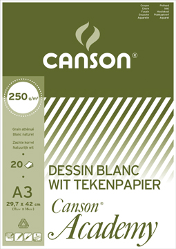 Tekenblok Canson academy 29,7x42cm 250gr wit 20 vel