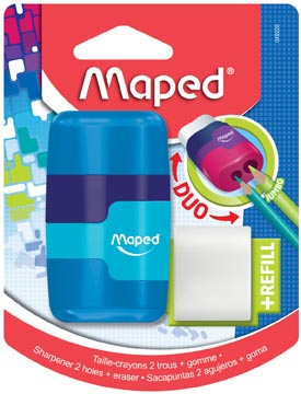 Set Maped Connect Soft Touch potloodslijper en gum in 1 assorti blister