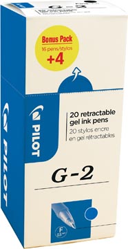 Gelroller Pilot G-2 fijn blauw voordeelpack 16+4 gratis