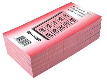 Garderobeblok 12x20cm 5 dubbele nummers 501-1000 roze