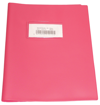 Schriftomslag Bronyl PVC 16,5x21cm 350 micron met venster en dubbelzijdig bedrukt etiket roze