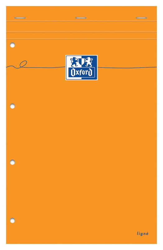 Schrijfblok Oxford Orange karton A4 maxi gelijnd 160blz oranje