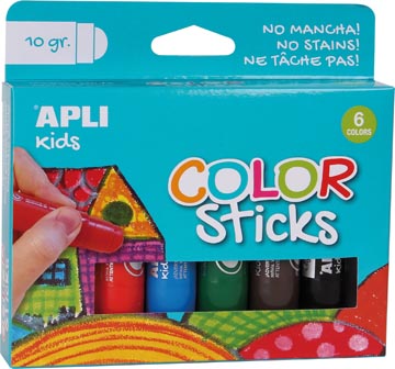 Plakkaatverfsticks Apli Kids 10gr assorti (6)