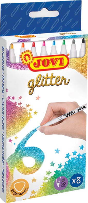 Viltstift Jovi Glitter assorti (8)