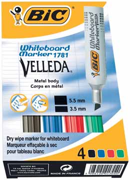 Whiteboardmarker Bic Velleda 1781 beitelpunt 3,2-5,5mm assorti (4)