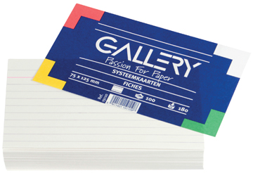 Systeemkaart Gallery 7,5x12,5cm 180g gelijnd wit (100)