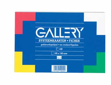 Systeemkaart Gallery 10x15cm 180g gelijnd assorti (120)