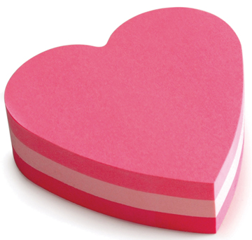 Memoblok Post-it Mini hart 225vel assorti roze