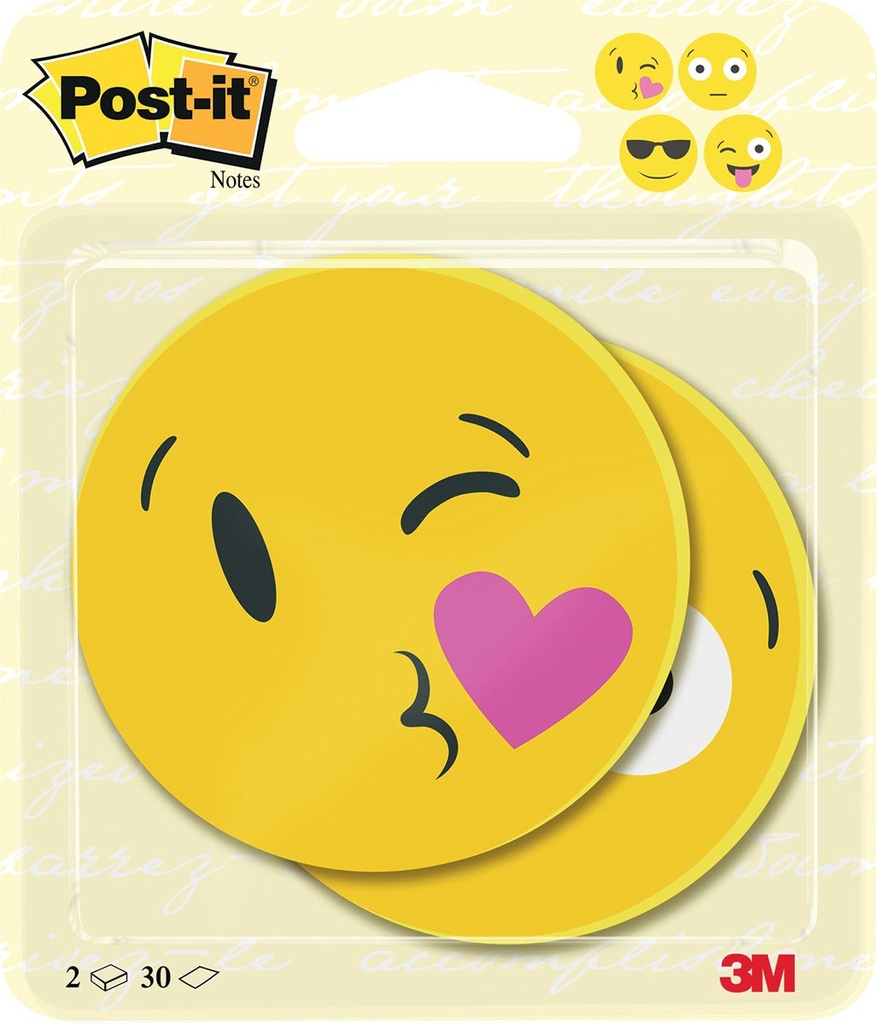 Memoblok Post-it Die Cut EMOJI Ø70mm 30vel assorti (2)