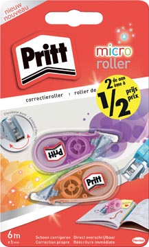 Correctieroller Pritt Micro Roller 5mmx6m assorti blister (2)