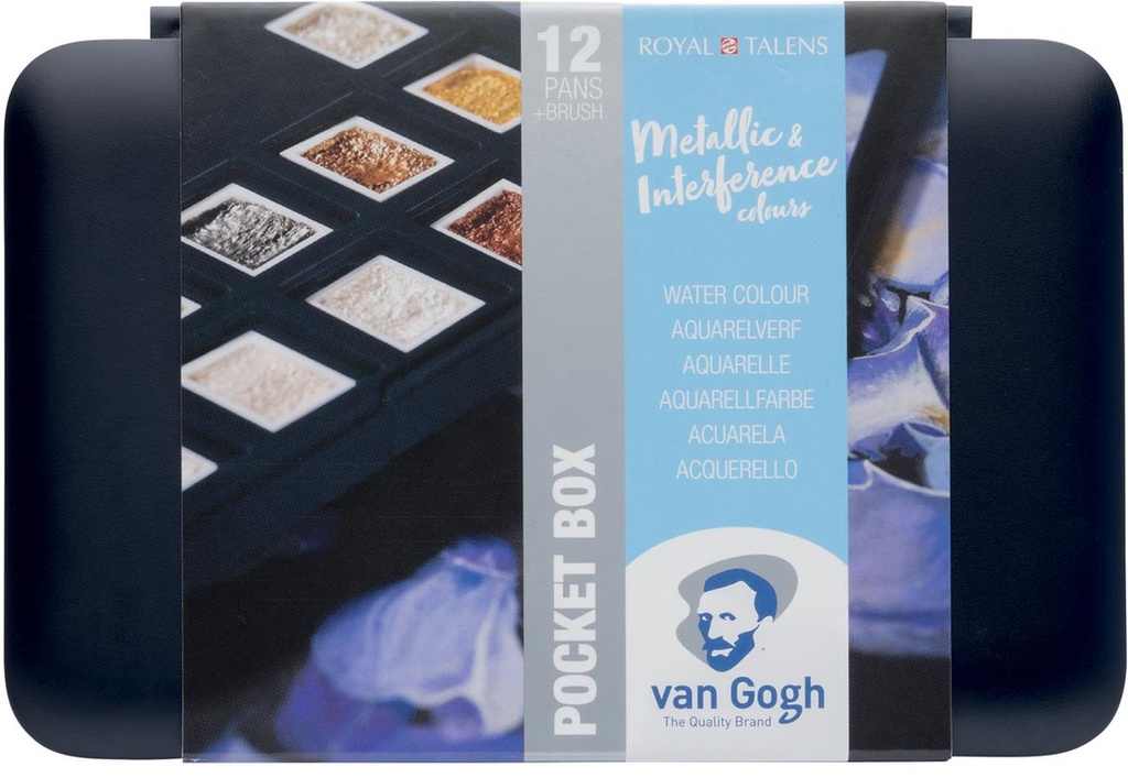 Aquarelverf Van Gogh pocketbox met 12 napjes assorti metallic en interference (12)