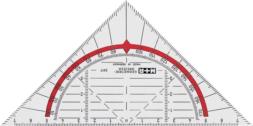 Geodriehoek Mobius plastic 16cm