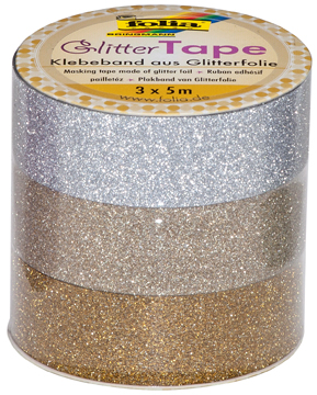 Glittertape Folia zilver + goud (3)