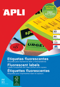 Etiketten Apli 24 etik/bl 64x33,9mm fluo geel (20)