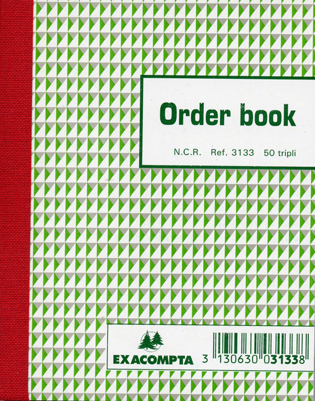 Orderboek Exacompta karton 13,5x10,5cm 50blad tripli gelijnd