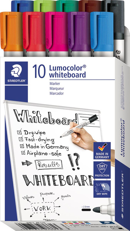 Whiteboardmarker Staedtler Lumocolor 351 ronde punt 2mm assorti (10)