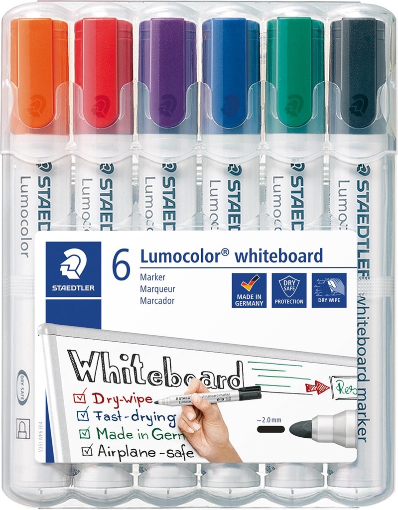 Whiteboardmarker Staedtler Lumocolor 351 ronde punt 2mm assorti (6)