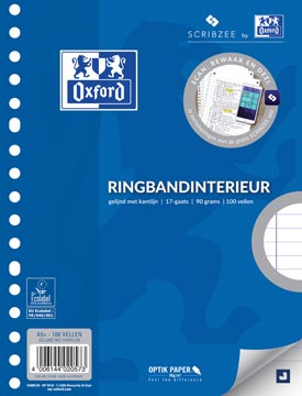 Ringbandpapier Oxford A5 90g 17-gaats gelijnd (100)